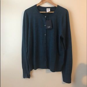 Crewneck Cardigan Sweater in Merino Wool